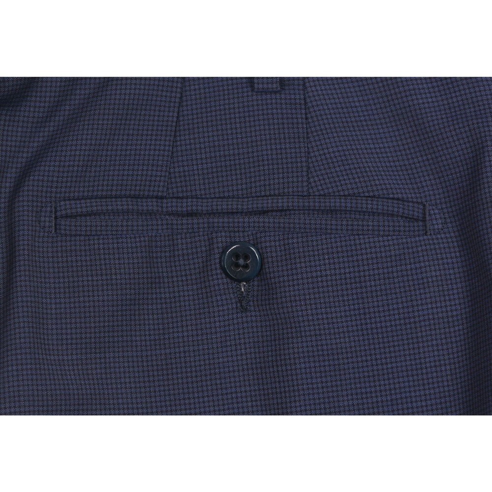 Zanella Todd Blue Checkered Flat Front Wool Dress Pants Trousers 40x27 - Picture 3 of 7